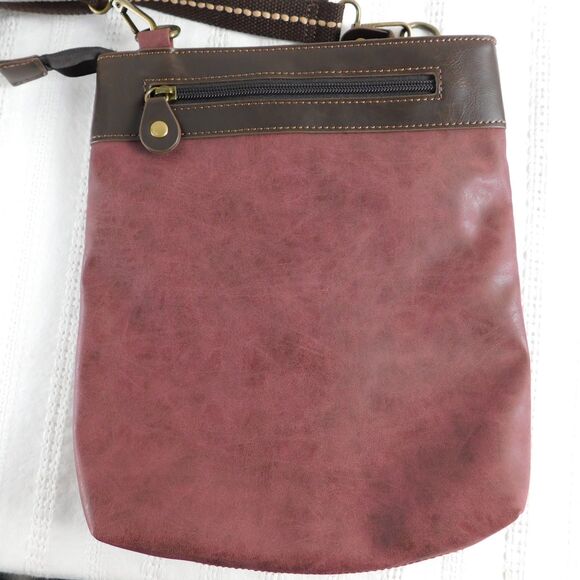 Chala Handbags Plum / Brown Crossbody Purse Shoulder Bag Zip, Faux Leather EUC! - Picture 2 of 9